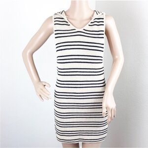 May & July cream striped hooded tunic sweater